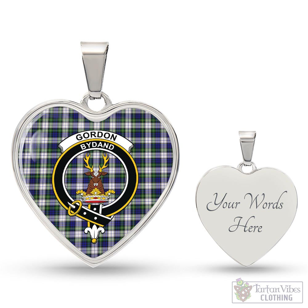 Tartan Vibes Clothing Gordon Dress Modern Tartan Heart Necklace with Family Crest