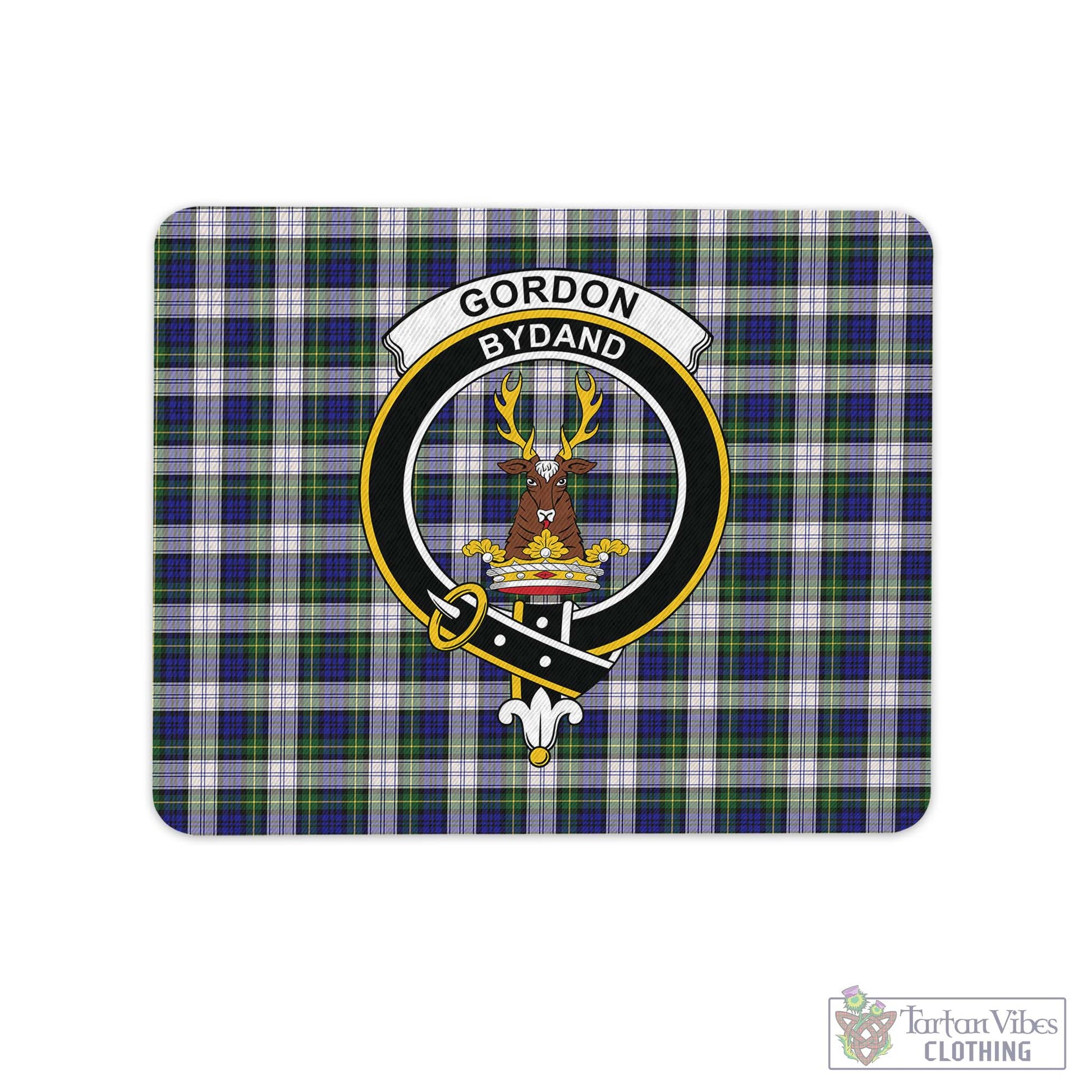 Tartan Vibes Clothing Gordon Dress Modern Tartan Mouse Pad with Family Crest