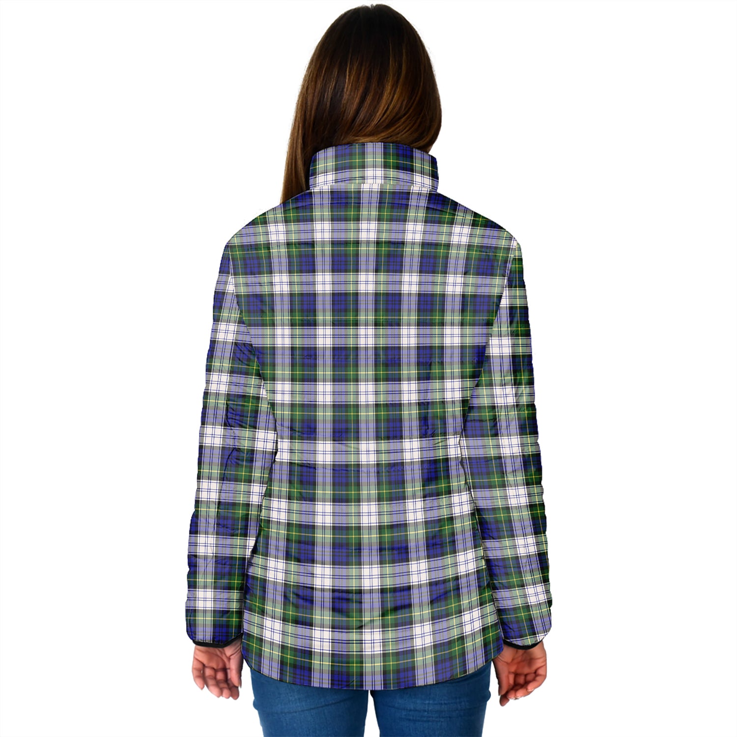 Gordon Dress Modern Tartan Padded Jacket with Family Crest - Tartan Vibes Clothing