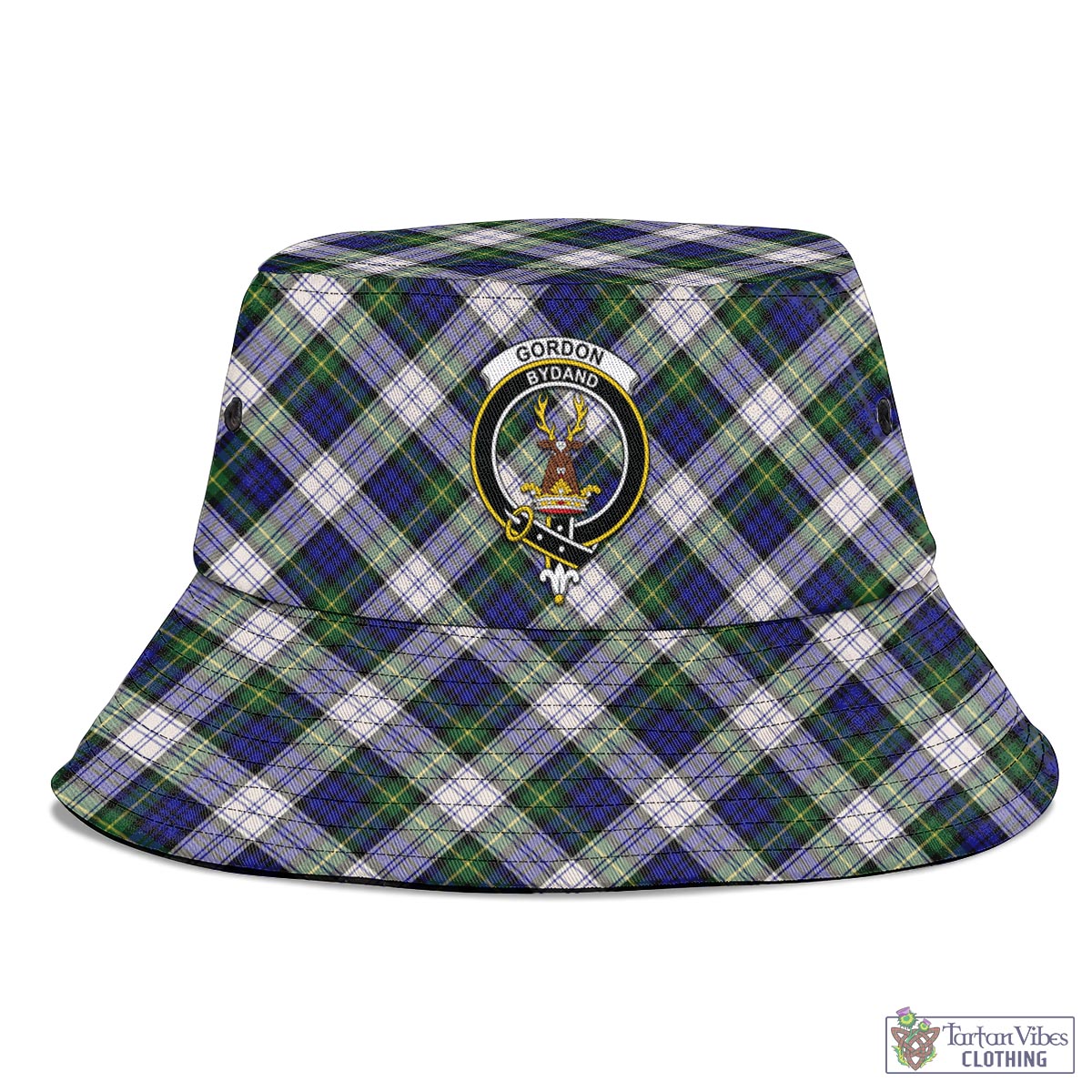 Tartan Vibes Clothing Gordon Dress Modern Tartan Bucket Hat with Family Crest