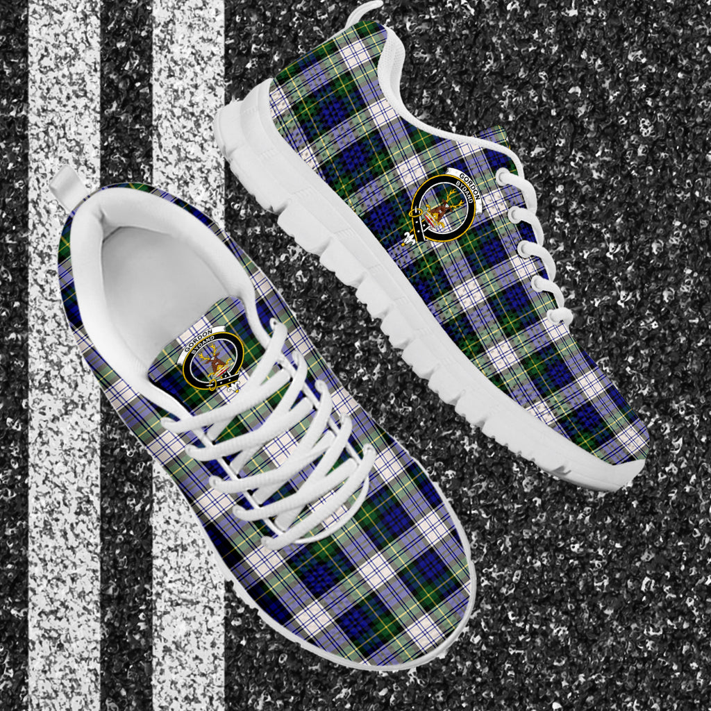 Gordon Dress Modern Tartan Sneakers with Family Crest - Tartan Vibes Clothing