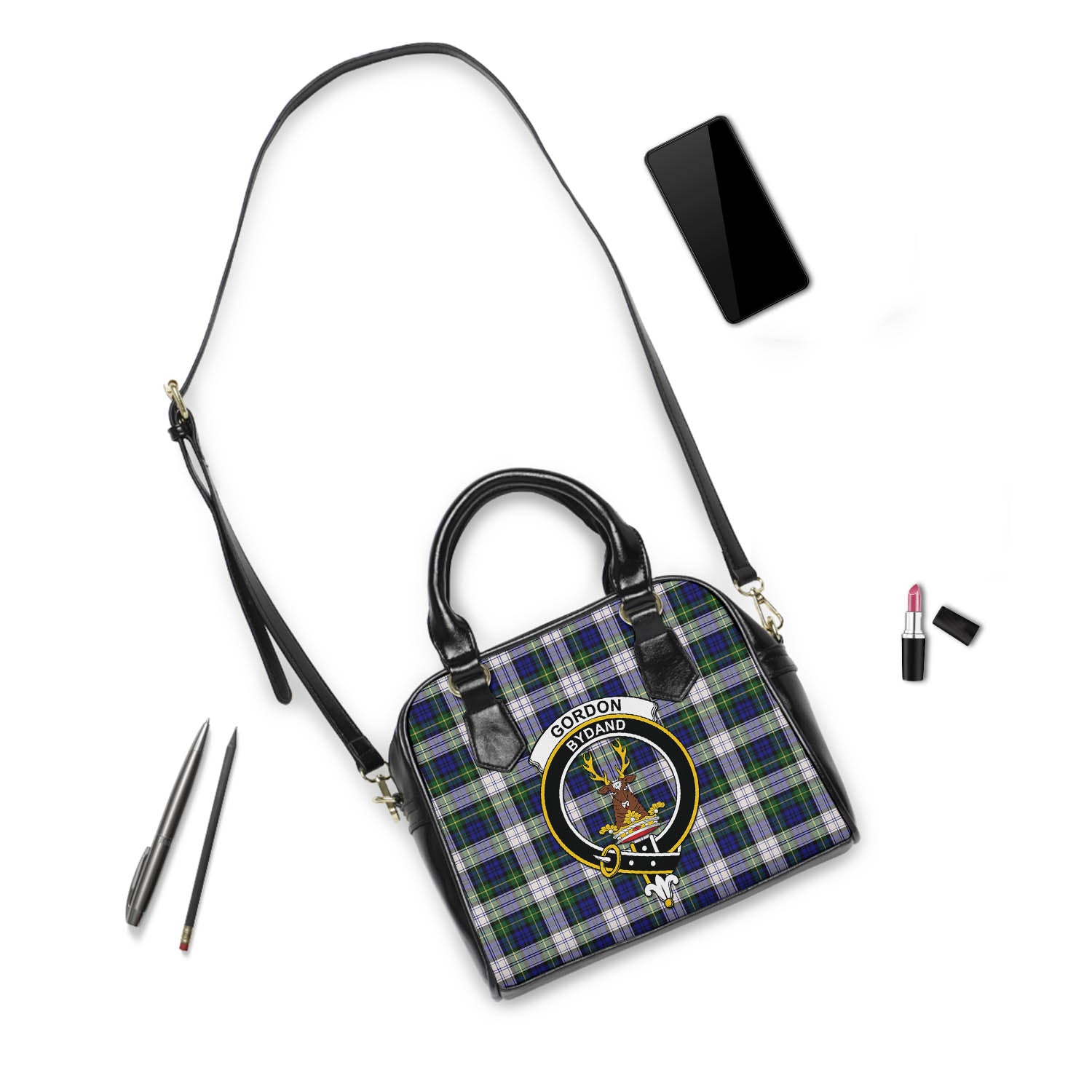 Gordon Dress Modern Tartan Shoulder Handbags with Family Crest - Tartanvibesclothing