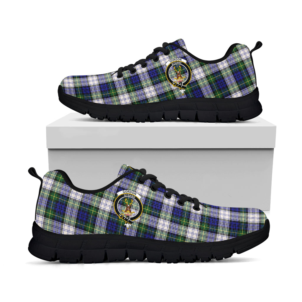 Gordon Dress Modern Tartan Sneakers with Family Crest - Tartan Vibes Clothing