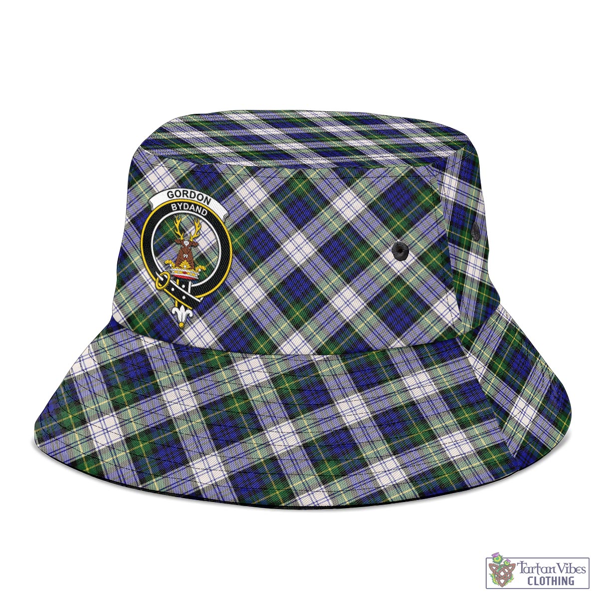 Tartan Vibes Clothing Gordon Dress Modern Tartan Bucket Hat with Family Crest