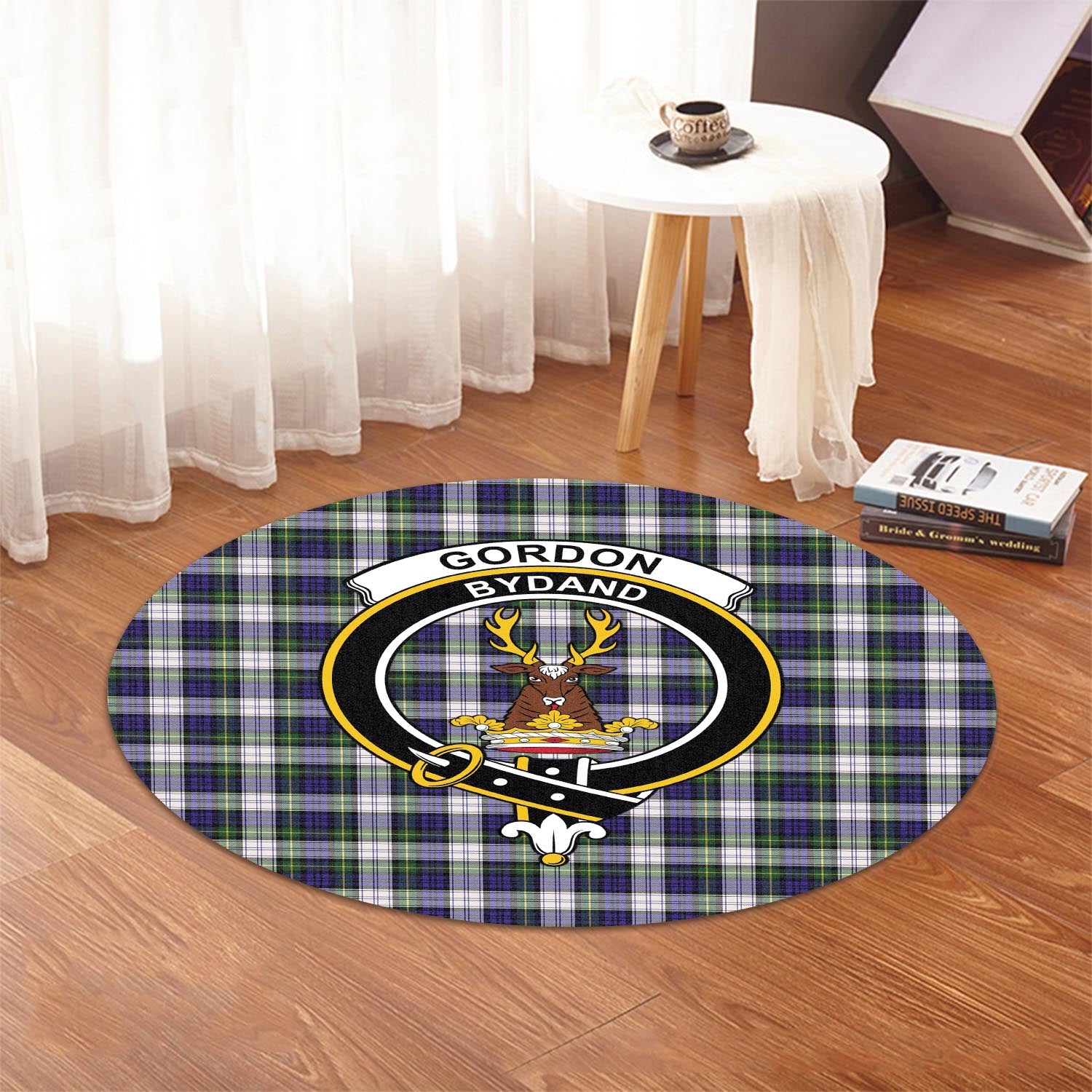 gordon-dress-modern-tartan-round-rug-with-family-crest