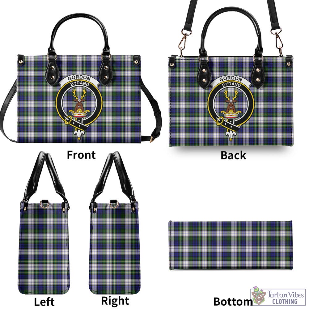 Tartan Vibes Clothing Gordon Dress Modern Tartan Luxury Leather Handbags with Family Crest