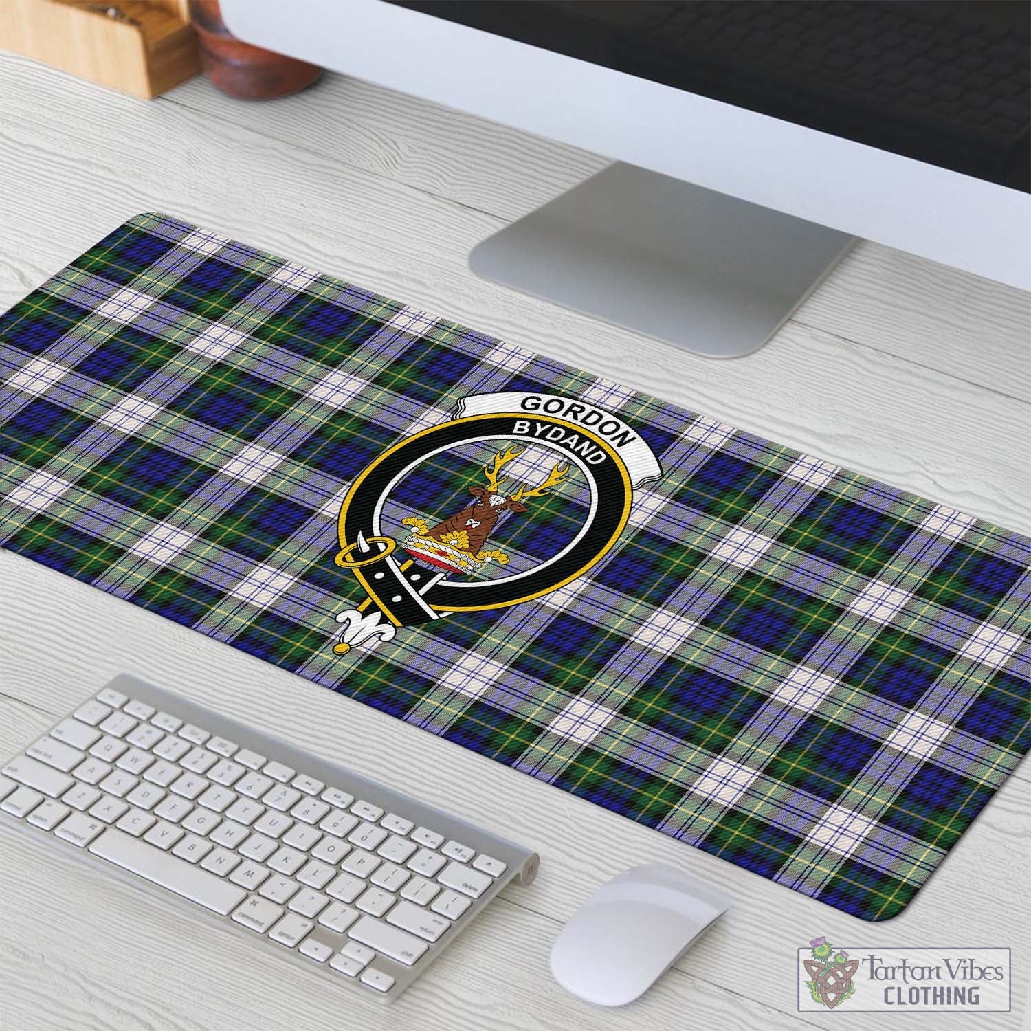 Tartan Vibes Clothing Gordon Dress Modern Tartan Mouse Pad with Family Crest