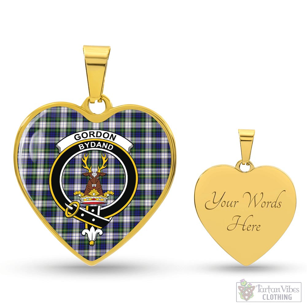 Tartan Vibes Clothing Gordon Dress Modern Tartan Heart Necklace with Family Crest