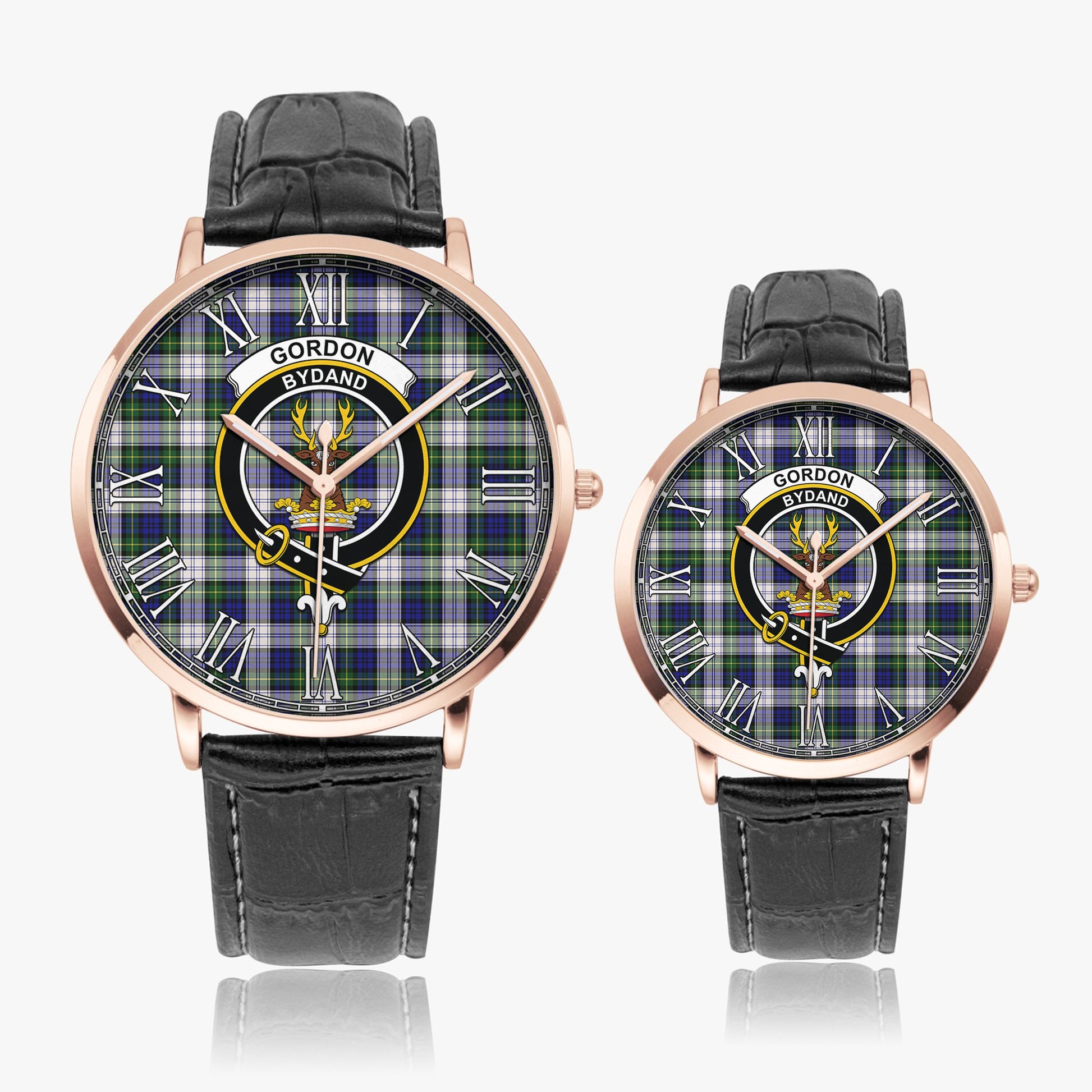 Gordon Dress Modern Tartan Family Crest Leather Strap Quartz Watch - Tartanvibesclothing