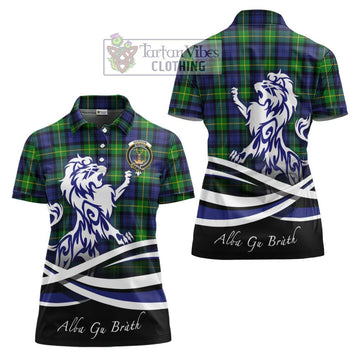 Gordon Modern Tartan Women's Polo Shirt with Alba Gu Brath Regal Lion Emblem