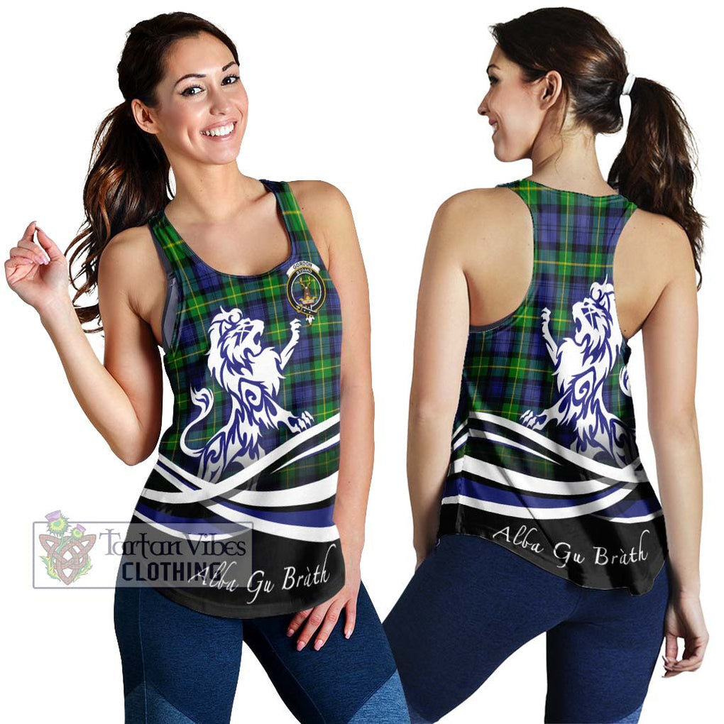 Gordon Modern Tartan Women's Racerback Tanks with Alba Gu Brath Regal Lion Emblem 4XL - Tartanvibesclothing Shop