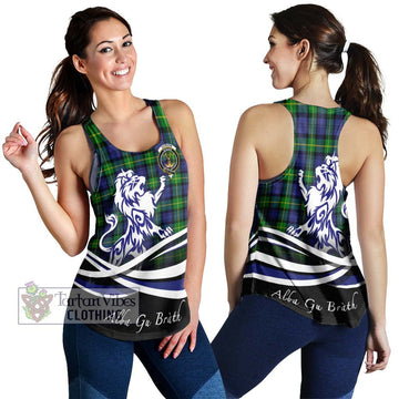 Gordon Modern Tartan Women's Racerback Tanks with Alba Gu Brath Regal Lion Emblem