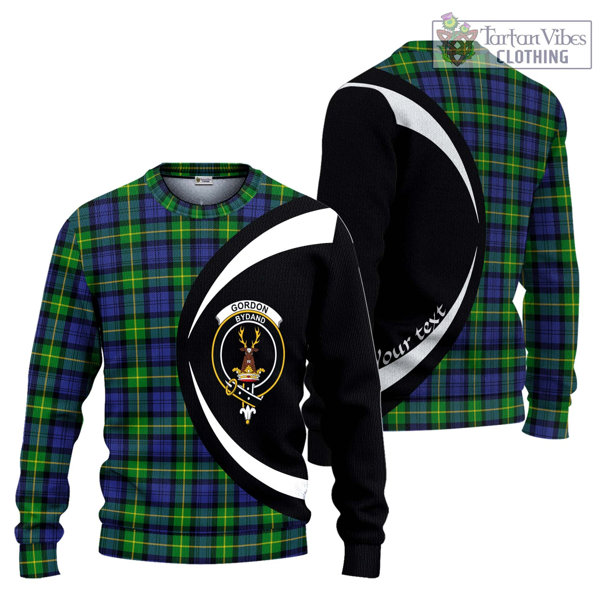 Gordon Modern Tartan Ugly Sweater with Family Crest Circle Style Unisex - Tartan Vibes Clothing