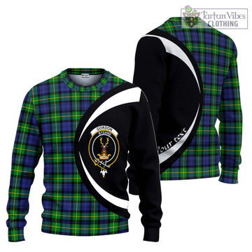 Gordon Modern Tartan Ugly Sweater with Family Crest Circle Style