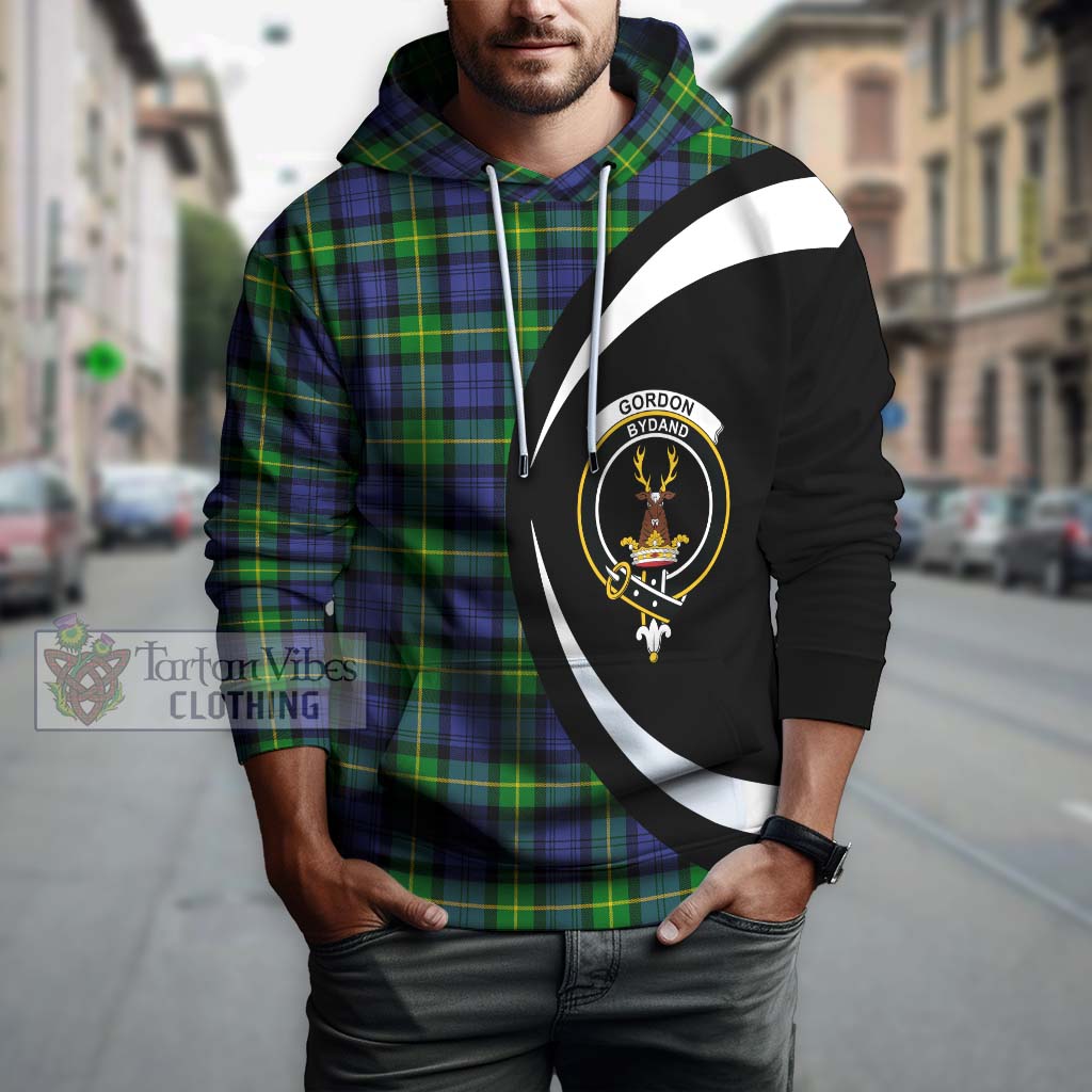 Tartan Vibes Clothing Gordon Modern Tartan Hoodie with Family Crest Circle Style