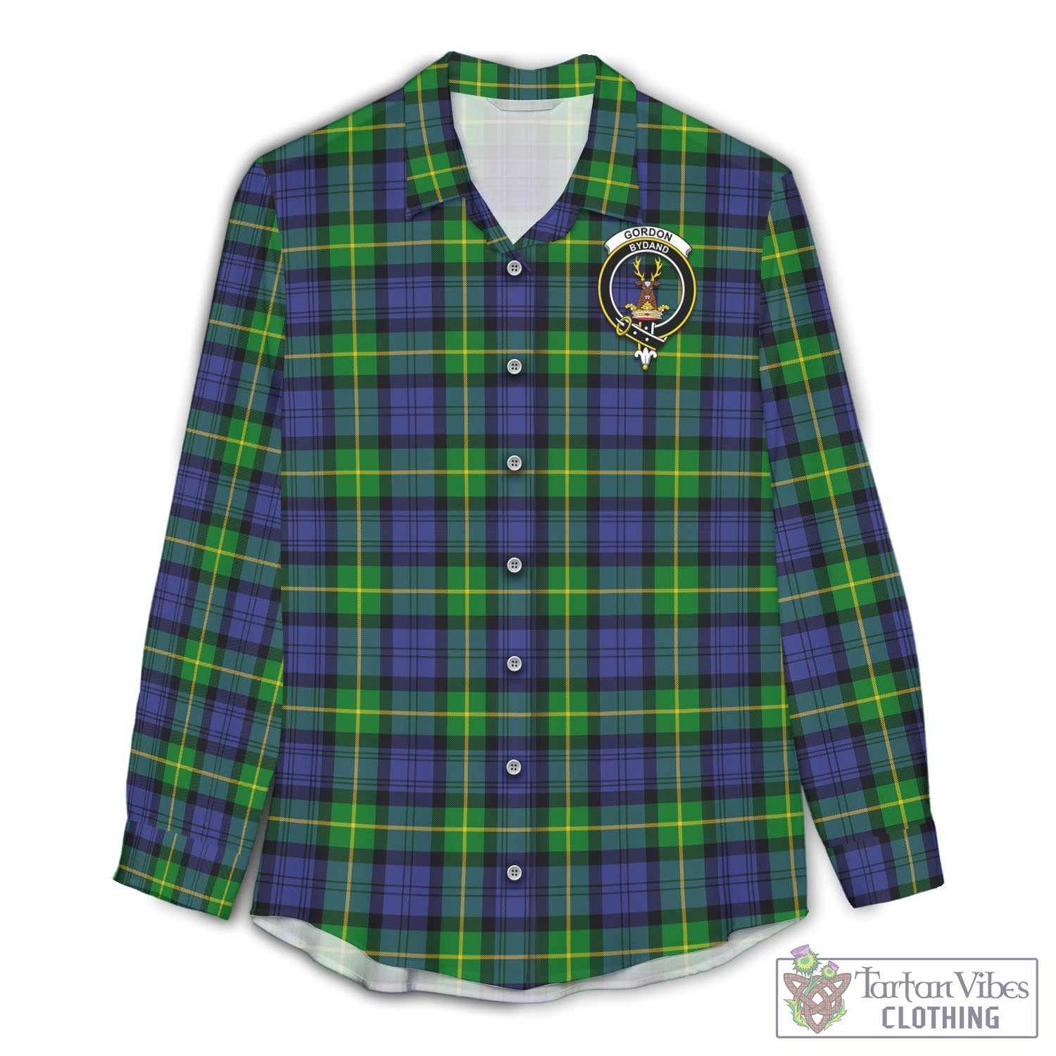 Tartan Vibes Clothing Gordon Modern Tartan Womens Casual Shirt with Family Crest