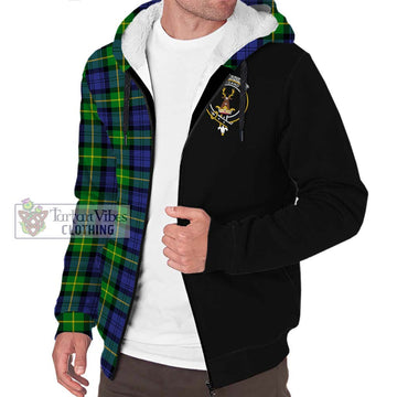 Gordon Modern Tartan Sherpa Hoodie with Family Crest and Half Of Me Style