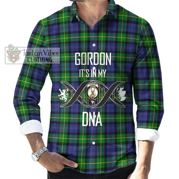 Gordon Modern Tartan Long Sleeve Button Shirt with Family Crest DNA In Me Style