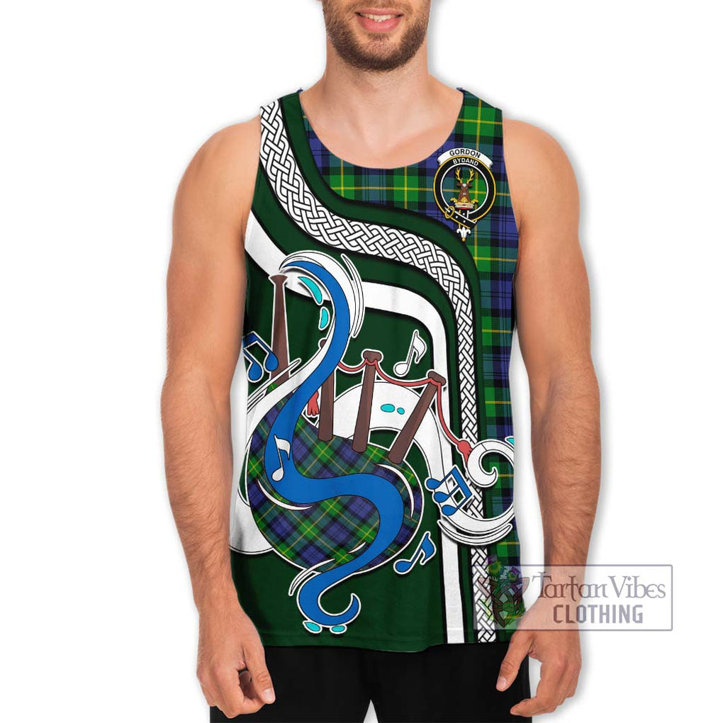 Gordon Modern Tartan Men's Tank Top with Epic Bagpipe Style Men - Tartanvibesclothing Shop