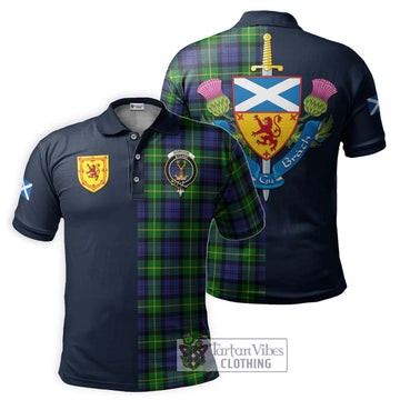 Gordon Modern Tartan Polo Shirt Alba with Scottish Lion Royal Arm Half Style