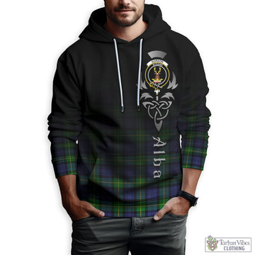 Gordon Modern Tartan Hoodie Featuring Alba Gu Brath Family Crest Celtic Inspired