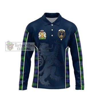 Gordon Modern Tartan Long Sleeve Polo Shirt with Family Crest and Lion Rampant Vibes Sport Style