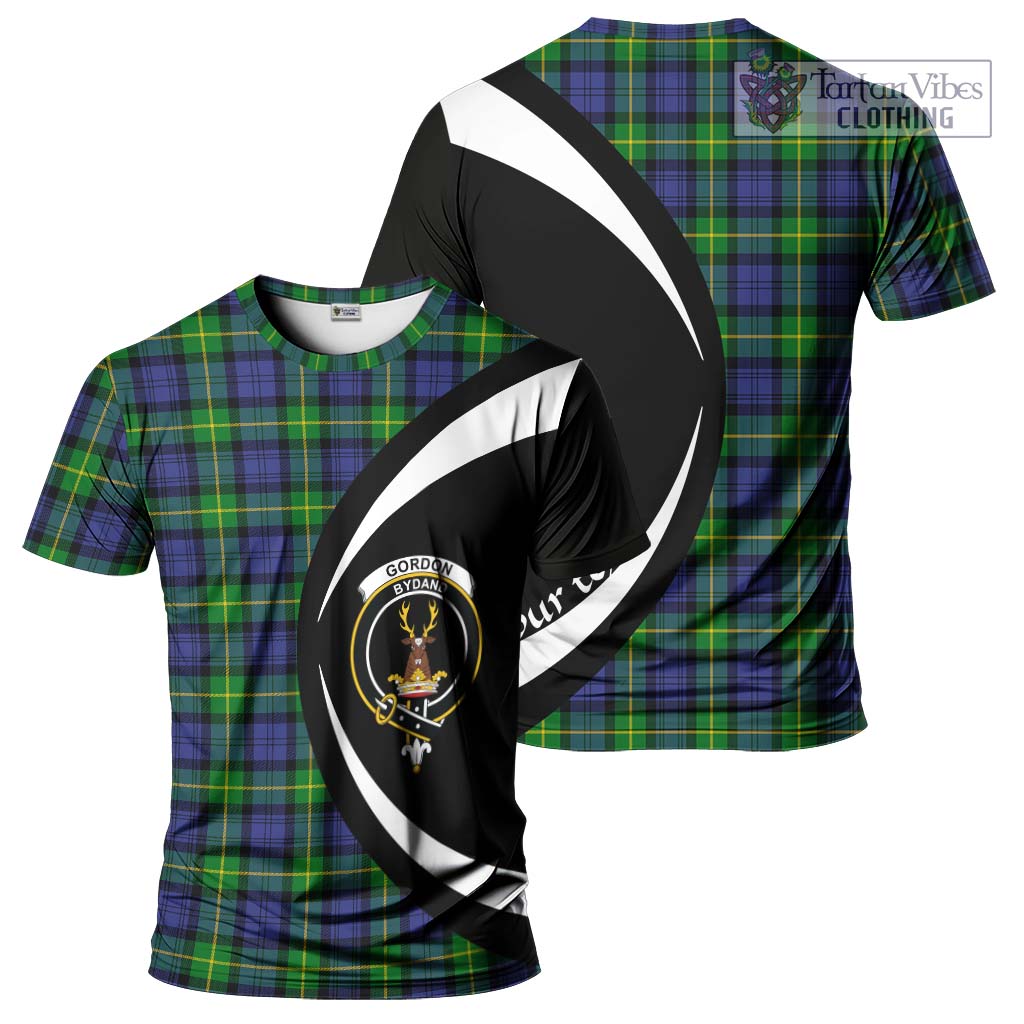 Tartan Vibes Clothing Gordon Modern Tartan T-Shirt with Family Crest Circle Style