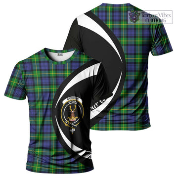 Gordon Modern Tartan T-Shirt with Family Crest Circle Style