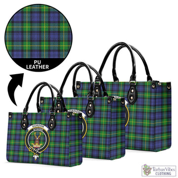 Gordon Modern Tartan Luxury Leather Handbags with Family Crest