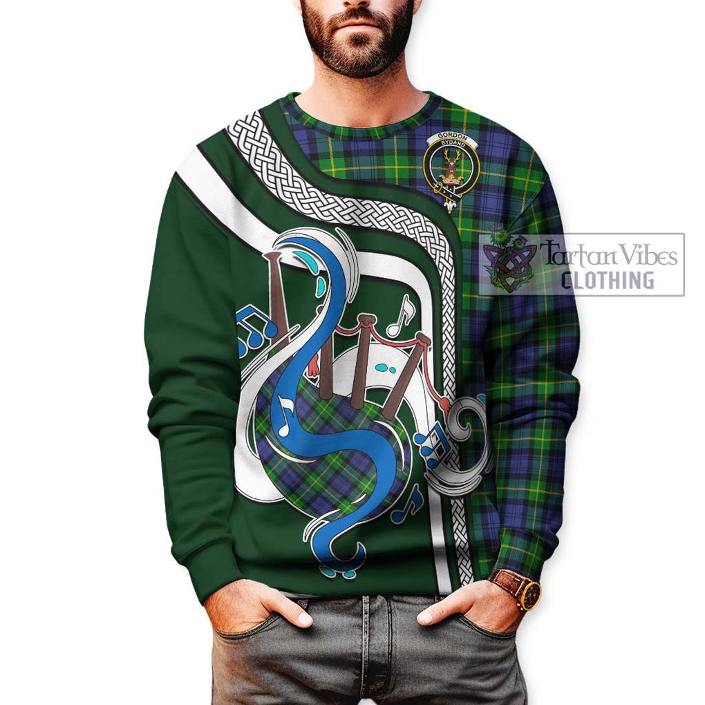 Tartan Vibes Clothing Gordon Modern Tartan Sweatshirt with Epic Bagpipe Style