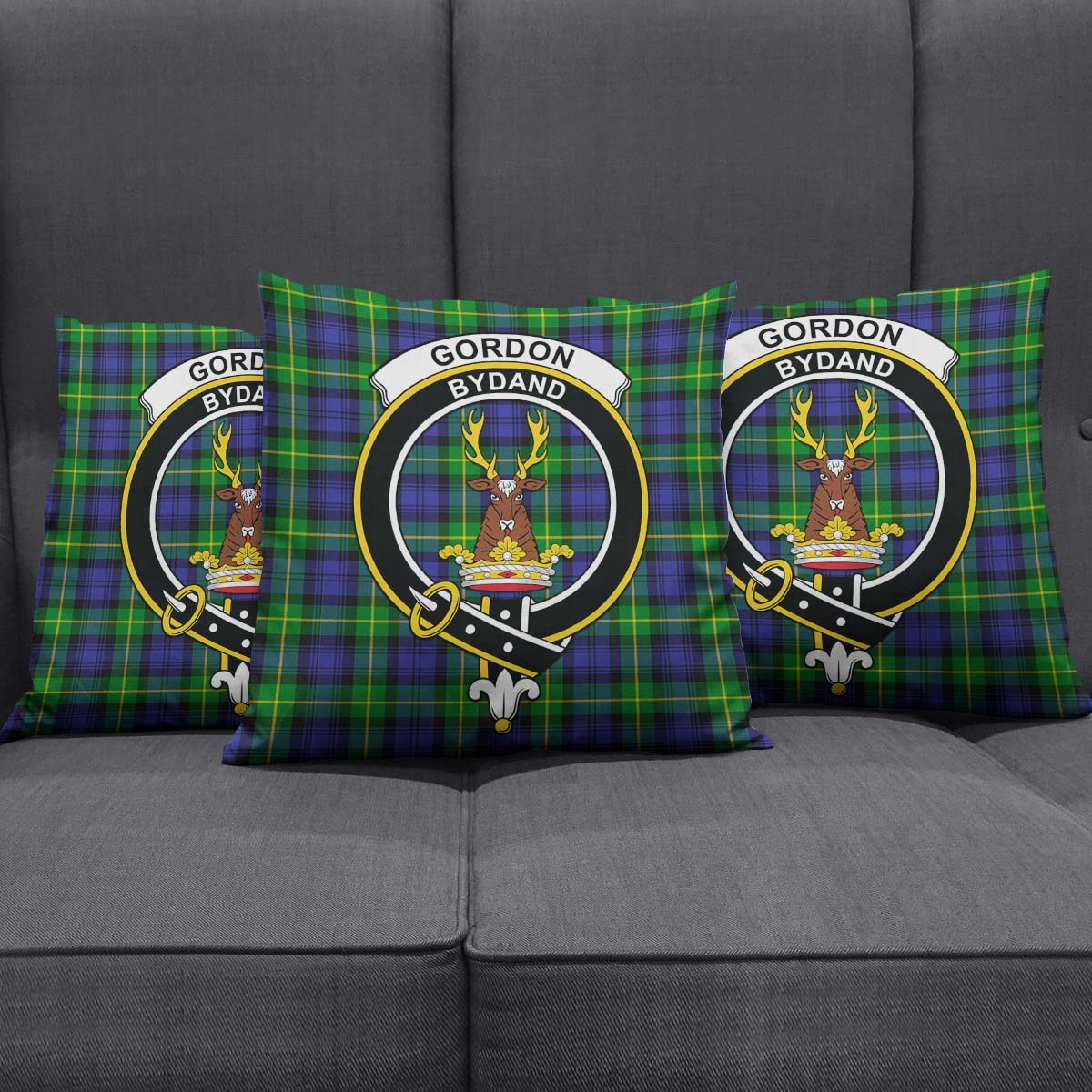 Gordon Modern Tartan Pillow Cover with Family Crest Square Pillow Cover - Tartanvibesclothing