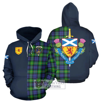 Gordon Modern Tartan Hoodie Alba with Scottish Lion Royal Arm Half Style