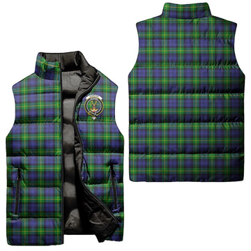 Gordon Modern Tartan Sleeveless Puffer Jacket with Family Crest