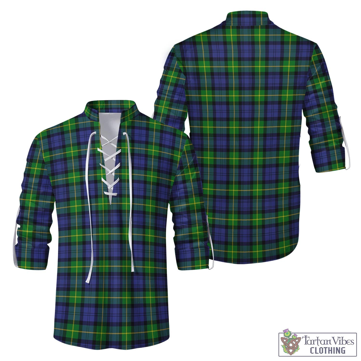 Tartan Vibes Clothing Gordon Modern Tartan Men's Scottish Traditional Jacobite Ghillie Kilt Shirt