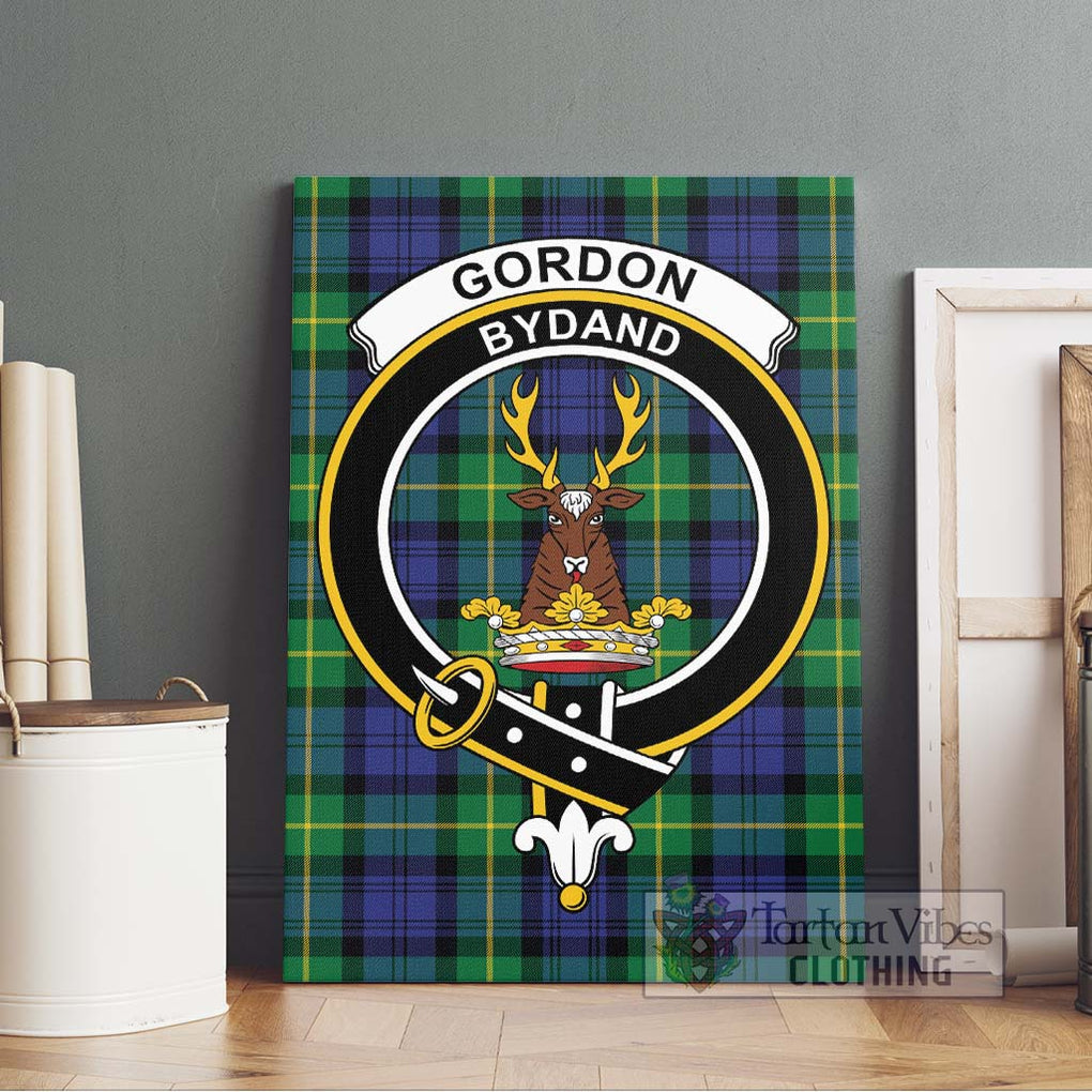 Gordon Modern Tartan Canvas Print Wall Art with Family Crest Without Frame - Tartan Vibes Clothing