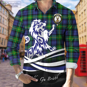 Gordon Modern Tartan Long Sleeve Button Up Shirt with Alba Gu Brath Regal Lion Emblem