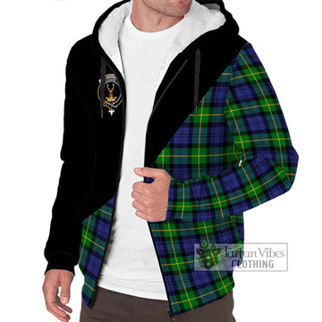 Gordon Modern Tartan Sherpa Hoodie with Family Crest and Military Logo Style