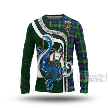 Gordon Modern Tartan Long Sleeve T-Shirt with Epic Bagpipe Style