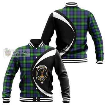 Gordon Modern Tartan Baseball Jacket with Family Crest Circle Style