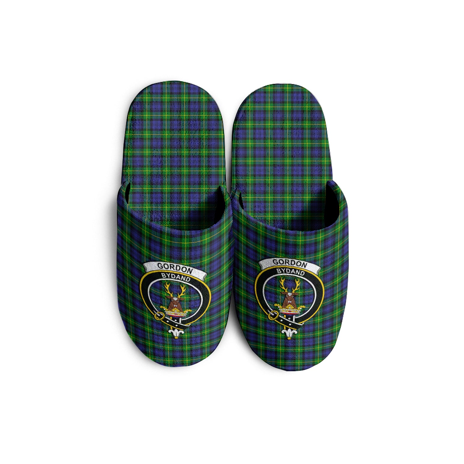 Gordon Modern Tartan Home Slippers with Family Crest - Tartanvibesclothing