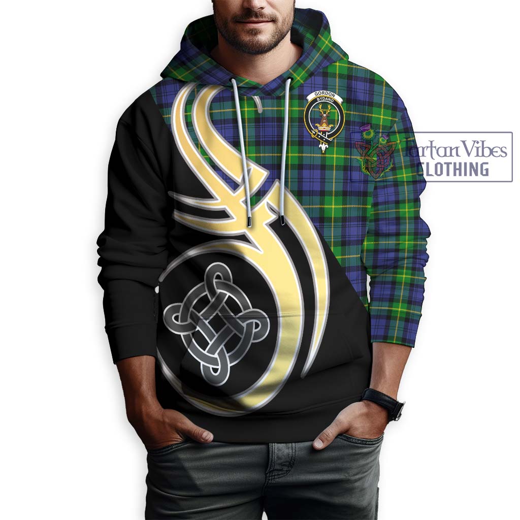 Gordon Modern Tartan Hoodie with Family Crest and Celtic Symbol Style Zip Hoodie - Tartan Vibes Clothing