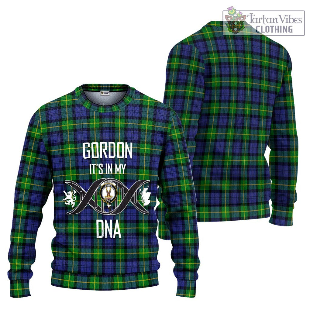 Gordon Modern Tartan Knitted Sweater with Family Crest DNA In Me Style Unisex - Tartanvibesclothing Shop