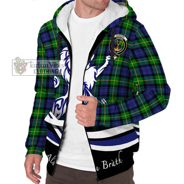 Gordon Modern Tartan Sherpa Hoodie with Alba Gu Brath Regal Lion Emblem