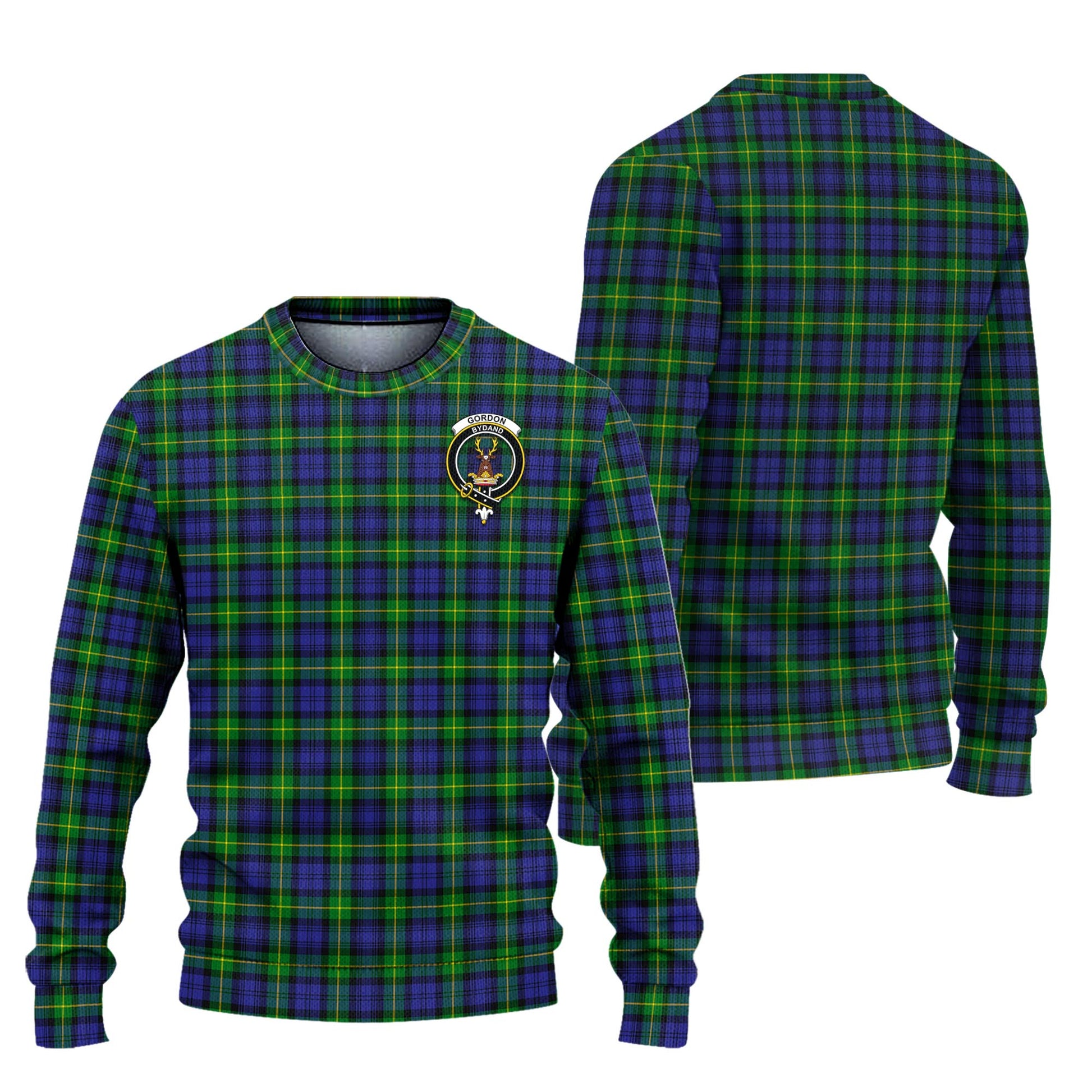 Gordon Modern Tartan Knitted Sweater with Family Crest Unisex - Tartanvibesclothing