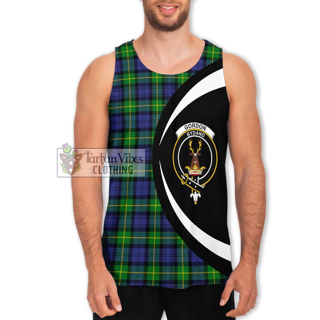 Gordon Modern Tartan Men's Tank Top with Family Crest Circle Style Men - Tartan Vibes Clothing