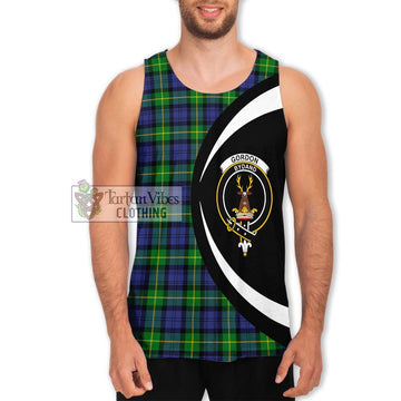 Gordon Modern Tartan Men's Tank Top with Family Crest Circle Style