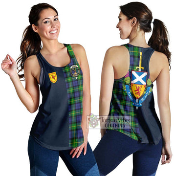 Gordon Modern Tartan Women's Racerback Tanks Alba with Scottish Lion Royal Arm Half Style