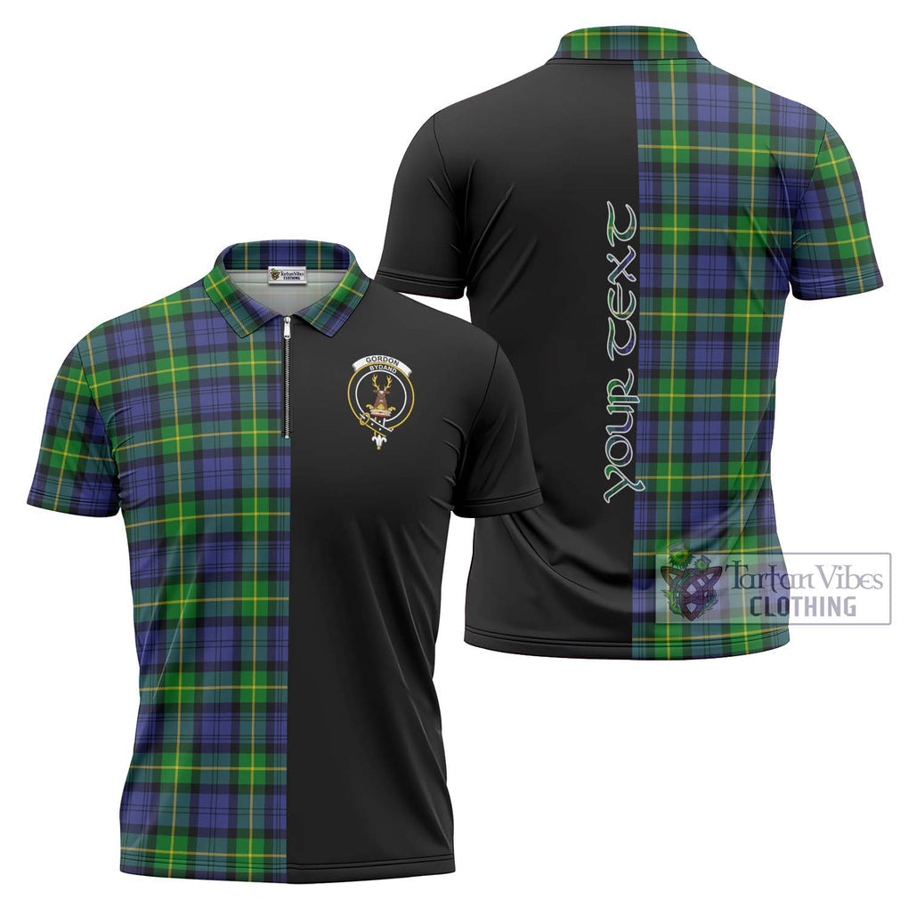 Gordon Modern Tartan Zipper Polo Shirt with Family Crest and Half Of Me Style Unisex - Tartanvibesclothing Shop