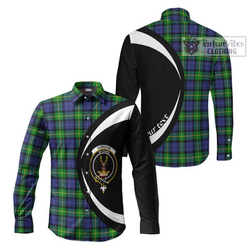 Gordon Modern Tartan Long Sleeve Button Up with Family Crest Circle Style