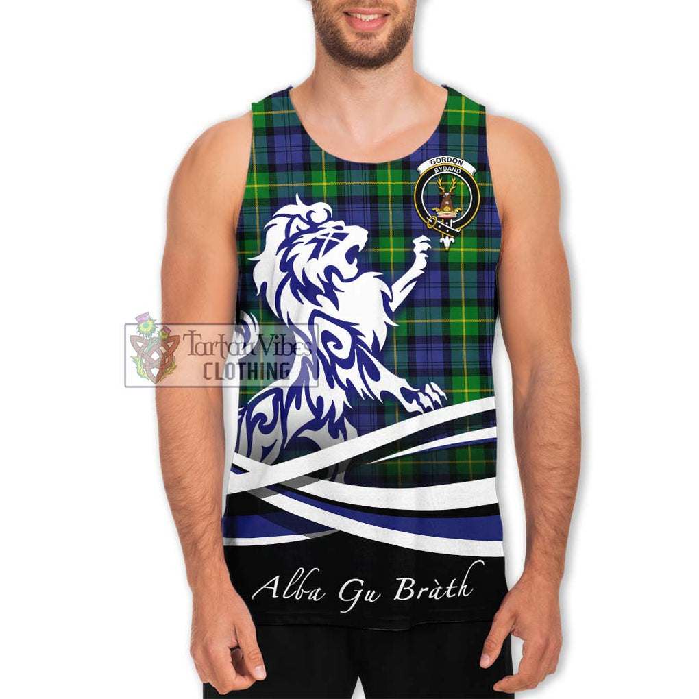 Gordon Modern Tartan Men's Tank Top with Alba Gu Brath Regal Lion Emblem Men - Tartanvibesclothing Shop